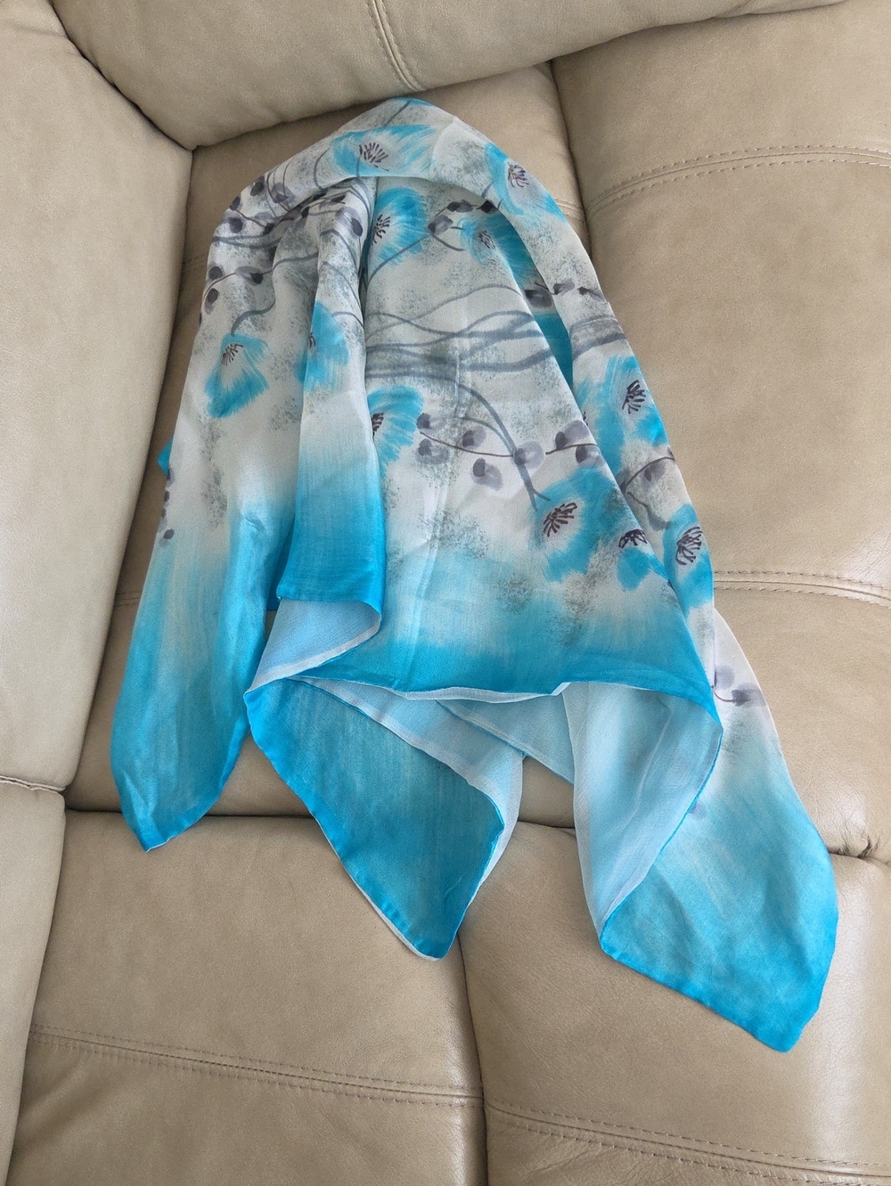 3 For $30 Blue Floral Sheer Women's Scarf - Lightweight Accessory